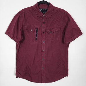 Marc Ecko Cut Sew 100% Cotton Burgundy Mens Medium Short Sleeve Button Shirt